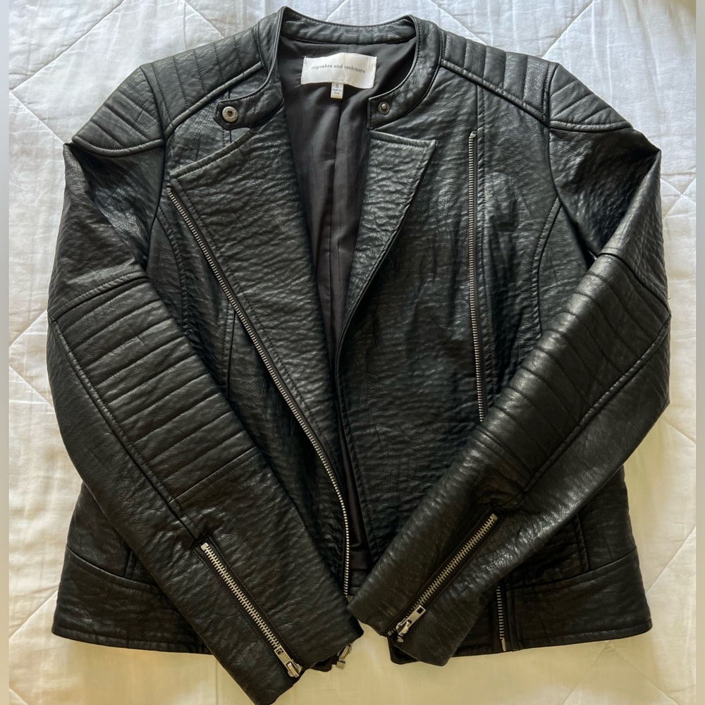 cupcakes & cashmere black leather jacket
